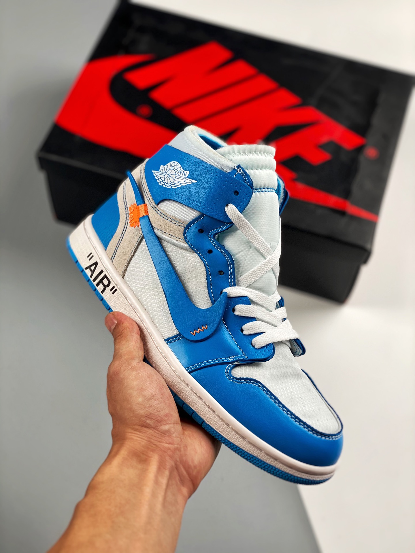 Air Jordan 1 x OFF-WHITE "UNC" North Carolina Blue #Upper mesh, heel counter and most other materials are sourced from …