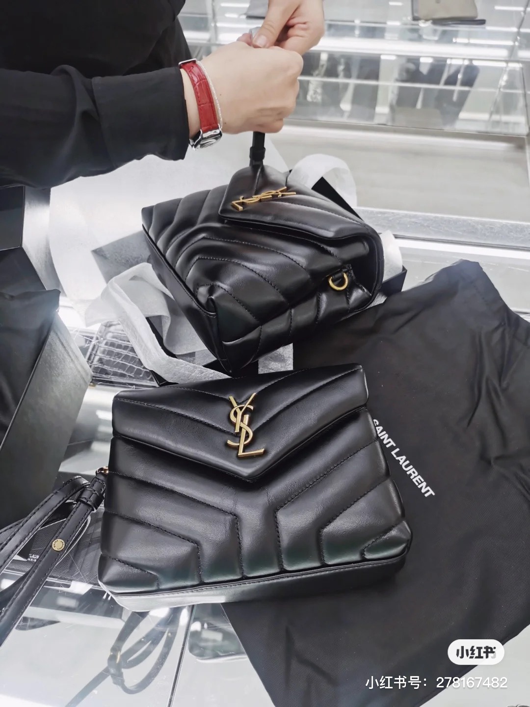 YSL LouLou 20CM 迷你斜挎包 467072黑色/金扣