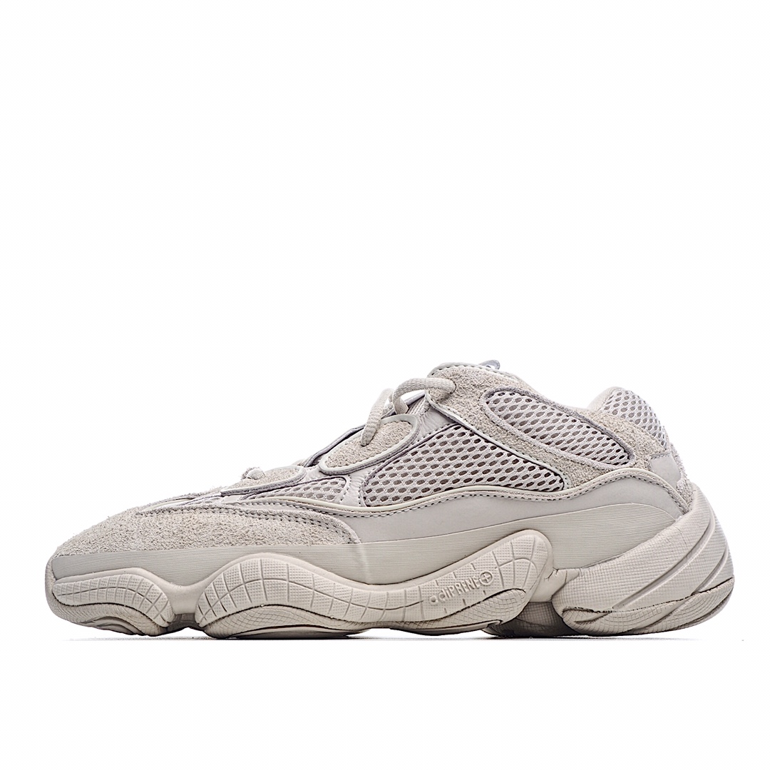 I0 Adidas 阿迪达斯 YEEZY 500椰子3M反光复古老爹跑鞋原厂3M反光条 市场独家真35码后跟V形结合人体工程学保证双脚舒适性鞋身与正品一致由合成革、麂皮和网面多种材质精心车缝拼接而成 搭载了adiprene减震科技大底，给人上脚以舒适平稳百搭而著称