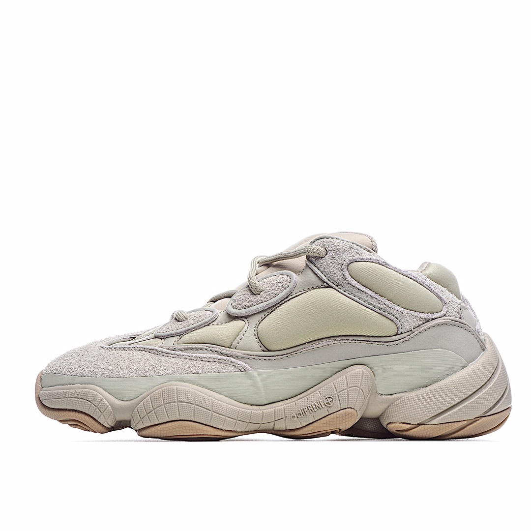 I0 Adidas 阿迪达斯 YEEZY 500椰子3M反光复古老爹跑鞋原厂3M反光条 市场独家真35码后跟V形结合人体工程学保证双脚舒适性鞋身与正品一致由合成革、麂皮和网面多种材质精心车缝拼接而成 搭载了adiprene减震科技大底，给人上脚以舒适平稳百搭而著称