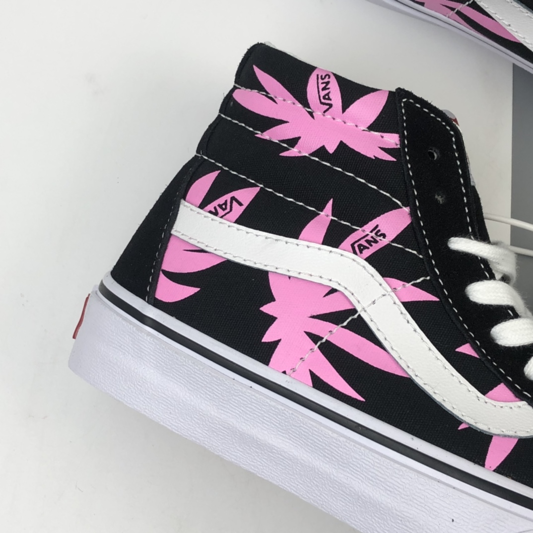160 Vans SK8-Hi Vlt Lx 海外版粉色榈叶高帮休闲帆布板鞋 VN0A4CS5W43