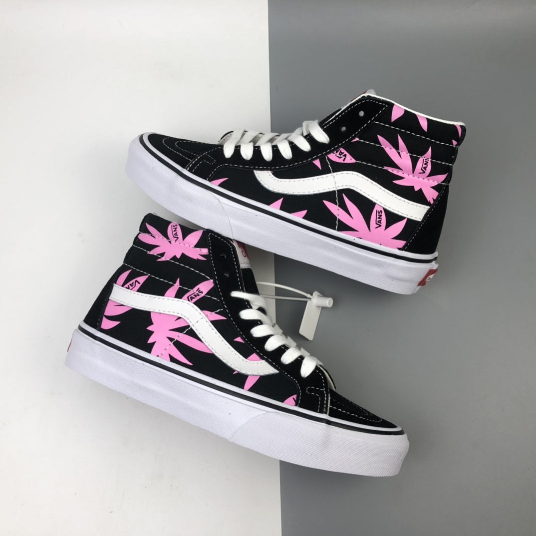 160 Vans SK8-Hi Vlt Lx 海外版粉色榈叶高帮休闲帆布板鞋 VN0A4CS5W43