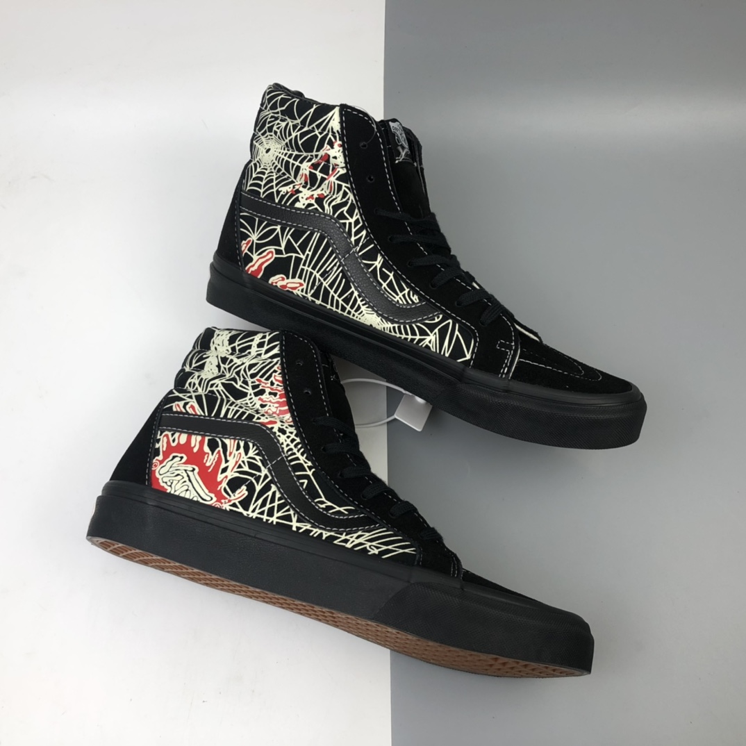 160 Vans Sk8-Hi 经典暗黑蜘蛛网安纳海姆高帮休闲硫化板鞋 VN0A38GF1JJ