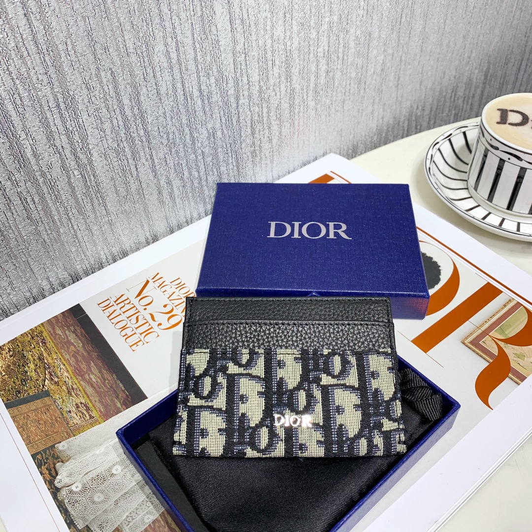 Dior Wallet Card pack Beige Black Oblique