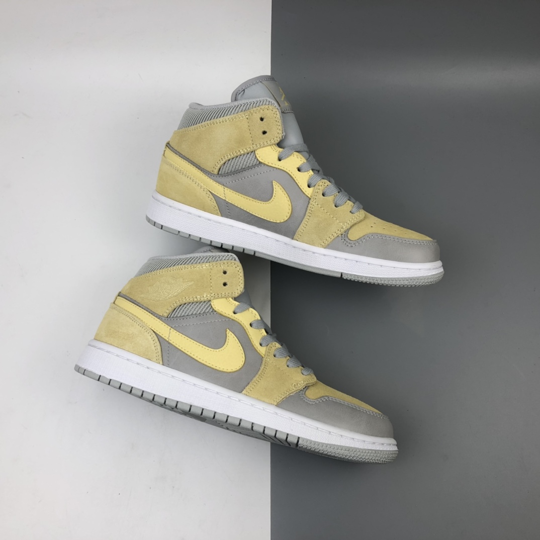240 Air Jordan 1 Mid AJ1乔丹一代中帮经典复古文化休闲运动篮球鞋 马卡色系黄水泥灰 DA4666-001