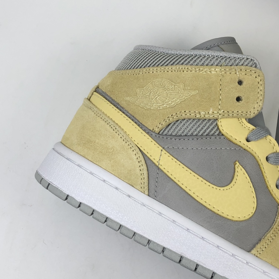 240 Air Jordan 1 Mid AJ1乔丹一代中帮经典复古文化休闲运动篮球鞋 马卡色系黄水泥灰 DA4666-001