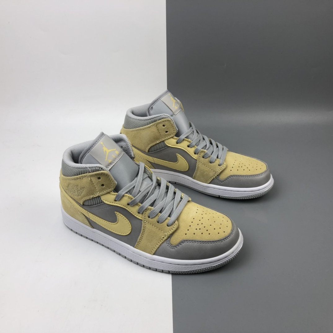 240 Air Jordan 1 Mid AJ1乔丹一代中帮经典复古文化休闲运动篮球鞋 马卡色系黄水泥灰 DA4666-001