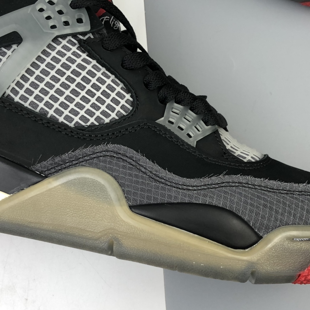 480 Off-White x Air Jordan 4 Retro 黑红 迈克尔·乔丹AJ4代中帮复古休闲运动文化篮球鞋 CV9388-001