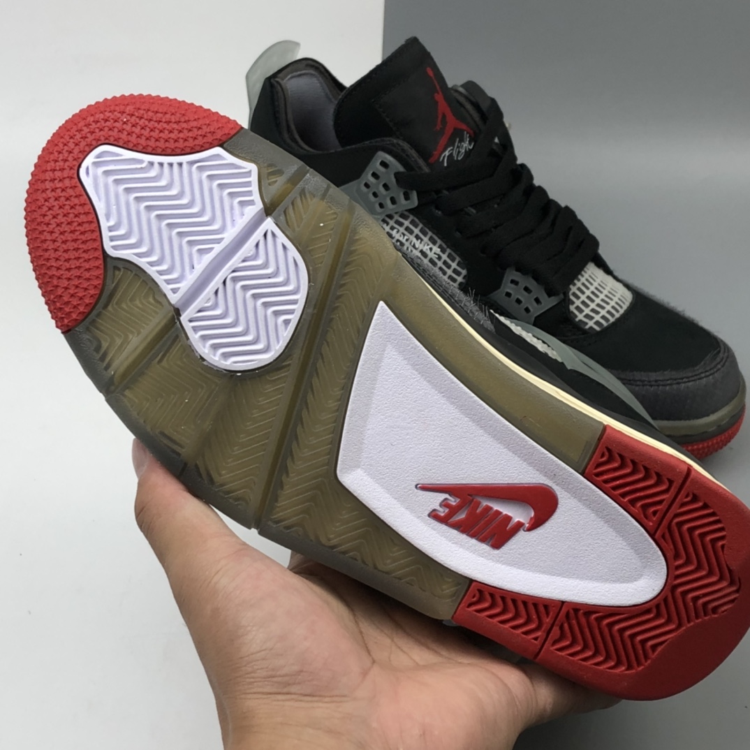 480 Off-White x Air Jordan 4 Retro 黑红 迈克尔·乔丹AJ4代中帮复古休闲运动文化篮球鞋 CV9388-001