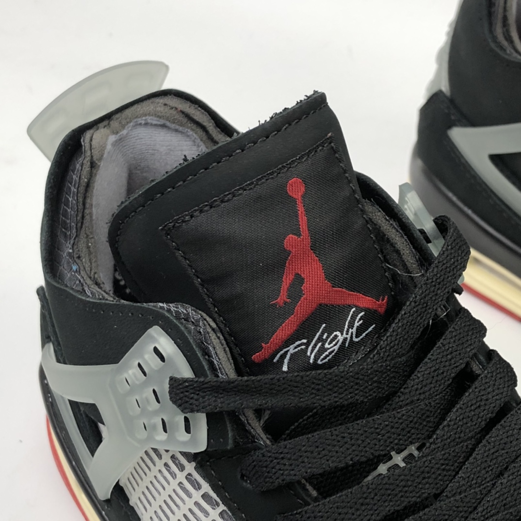 480 Off-White x Air Jordan 4 Retro 黑红 迈克尔·乔丹AJ4代中帮复古休闲运动文化篮球鞋 CV9388-001