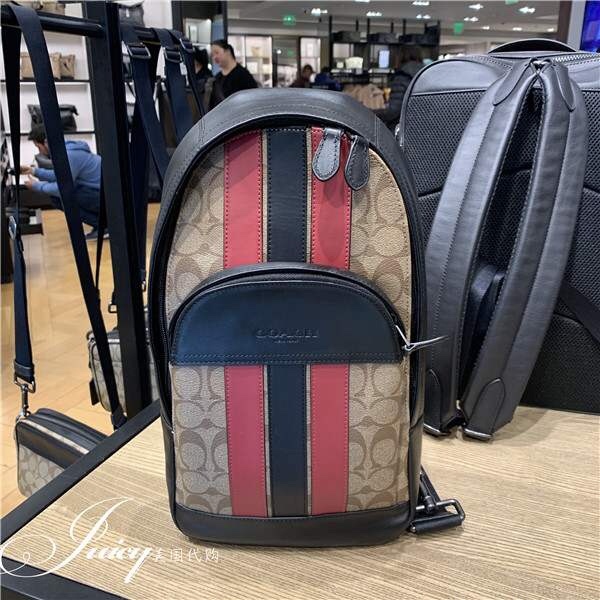 Coach COACH/蔻驰男包新款百搭休闲腰包85035 条纹撞色设计 又彰显男人本色 休闲商务日常出行一包通用