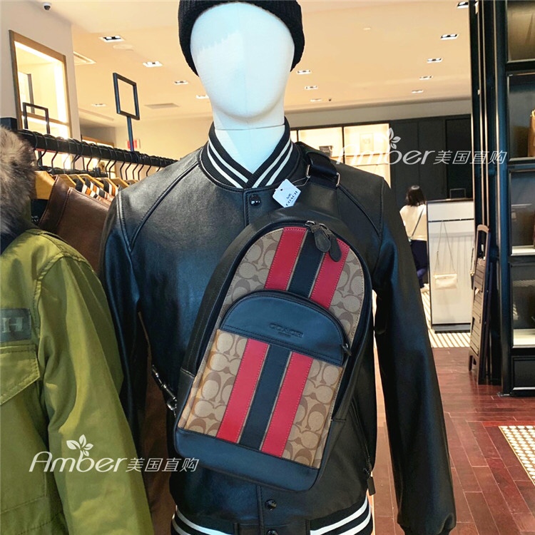 Coach COACH/蔻驰男包新款百搭休闲腰包85035 条纹撞色设计 又彰显男人本色 休闲商务日常出行一包通用
