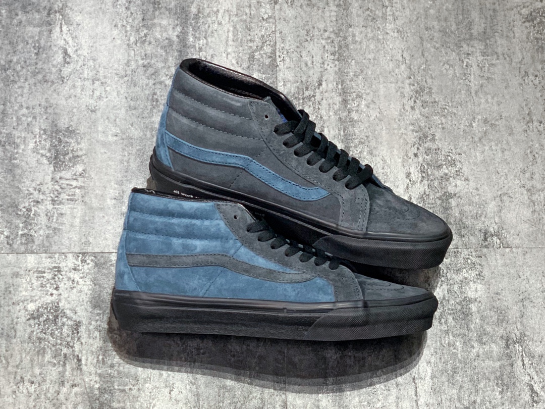 160  余文乐主理品牌Madness联名 Madness x Vans SK8-Mid  余文乐 黑蓝麂皮中帮硫化板鞋
