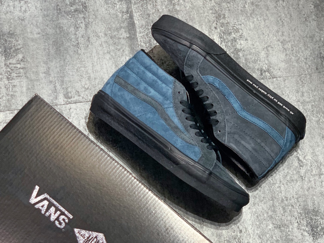 160  余文乐主理品牌Madness联名 Madness x Vans SK8-Mid  余文乐 黑蓝麂皮中帮硫化板鞋