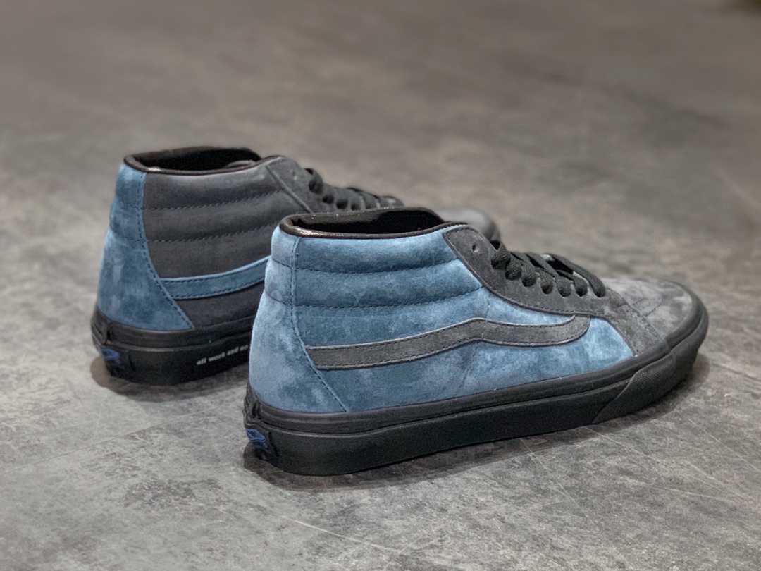 160  余文乐主理品牌Madness联名 Madness x Vans SK8-Mid  余文乐 黑蓝麂皮中帮硫化板鞋