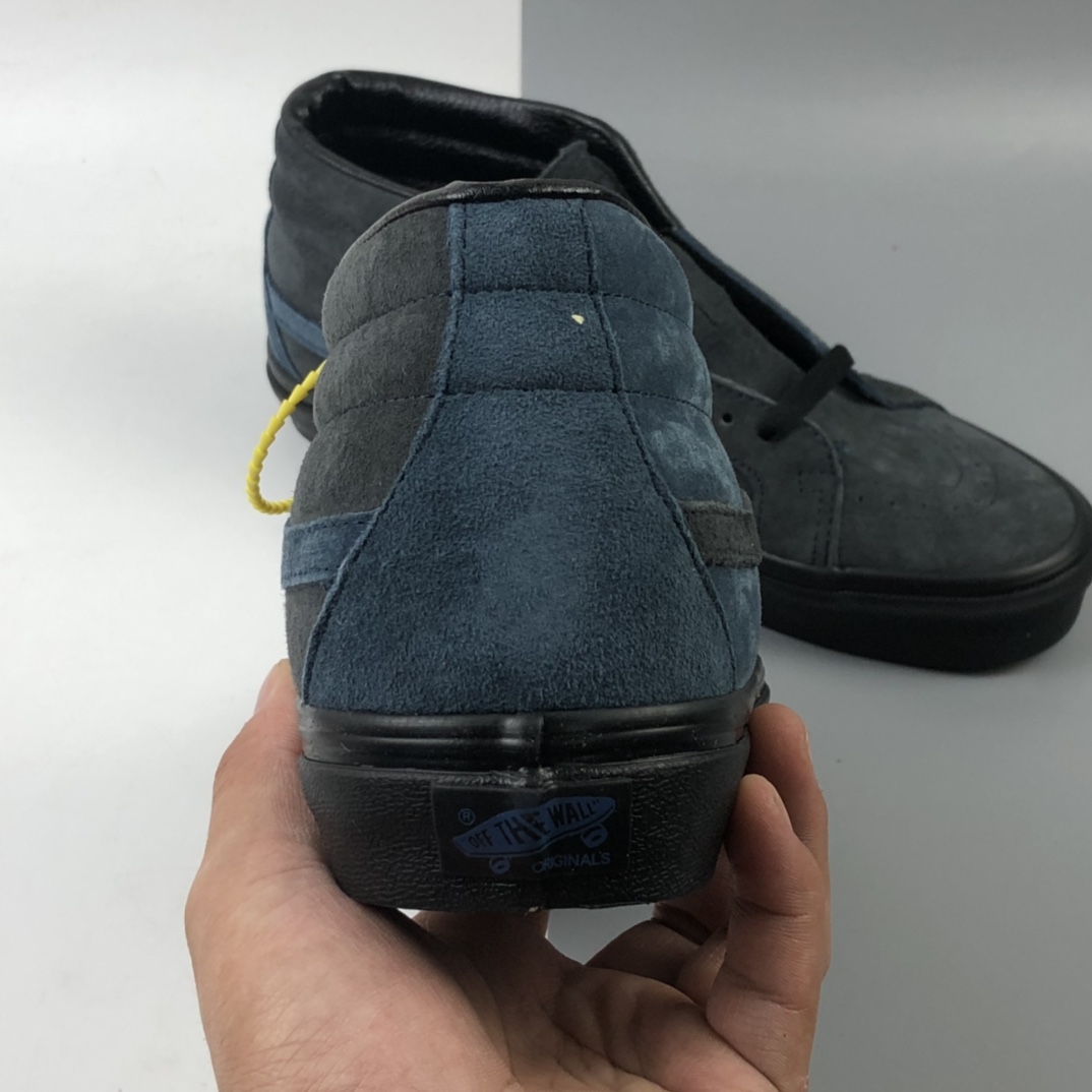 160 Madness x Vans SK8-Mid 万斯 余文乐 黑蓝麂皮中帮硫化板鞋 VN000XC2Y28