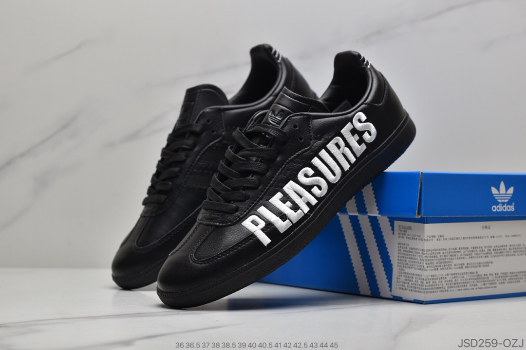 200 公司级阿迪达斯adidas originals Samba ”Pleasures”黑白电绣联名 F35208