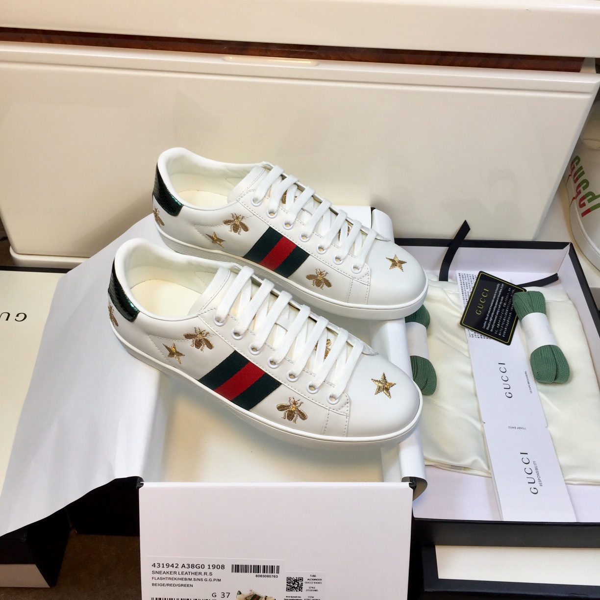 Gucci Buty do deskorolki Biały Hafty Unisex Skóra krowia węża Spodnie dresowe