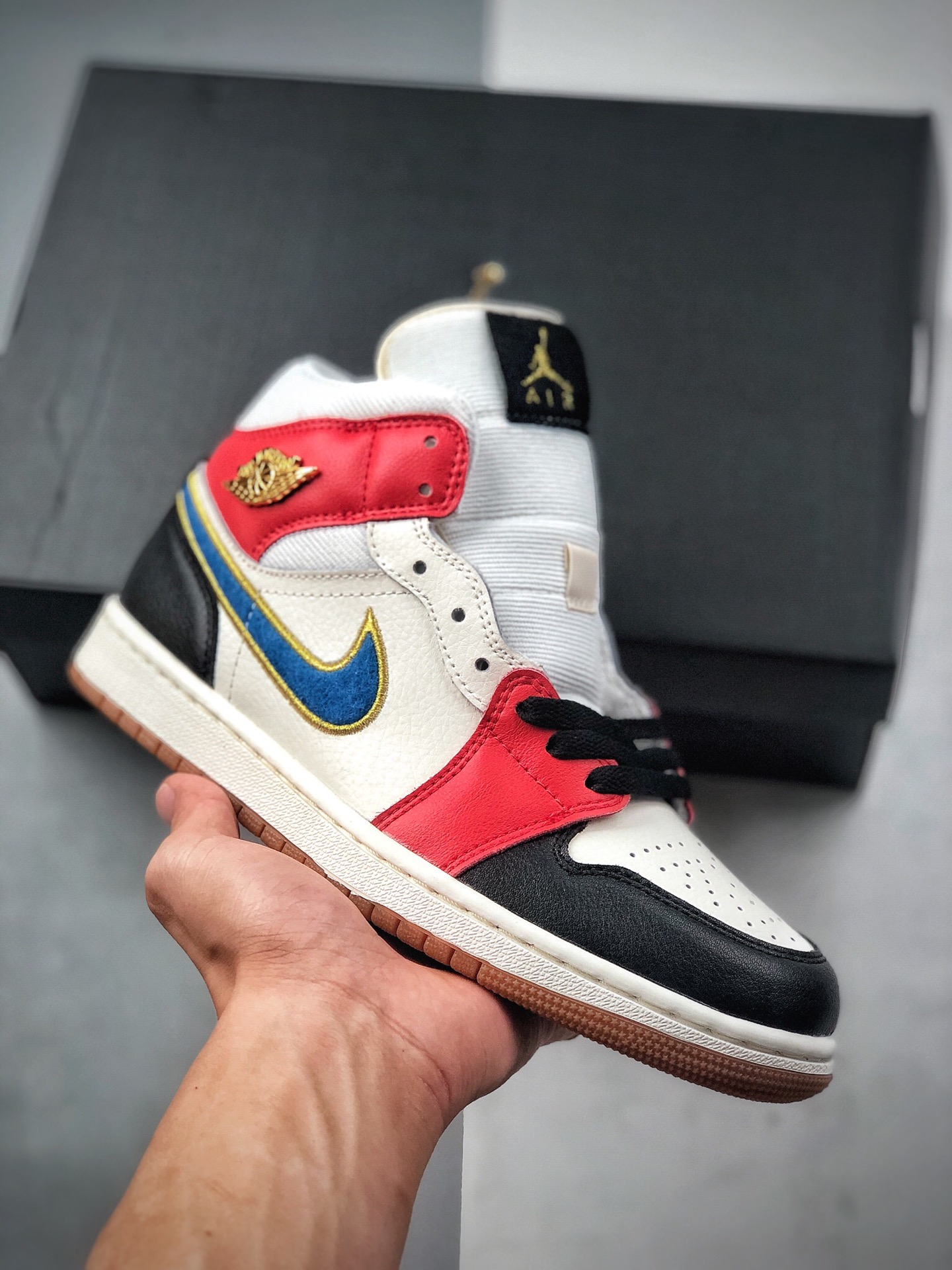 Air Jordan 1 Mid AJ1 zapatillas de baloncesto mid, nuevo lote, suela original con molde original, cuero personalizado d…