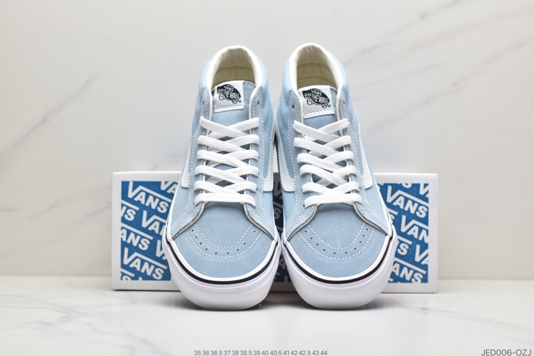 150 公司级万斯Vans经典款sk8mid中帮天蓝色帆布板鞋byеvans 蓝色