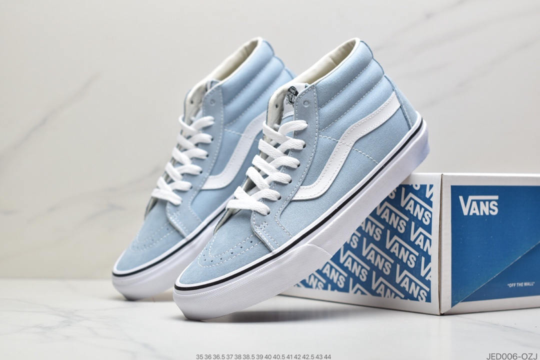 150 公司级万斯Vans经典款sk8mid中帮天蓝色帆布板鞋byеvans 蓝色