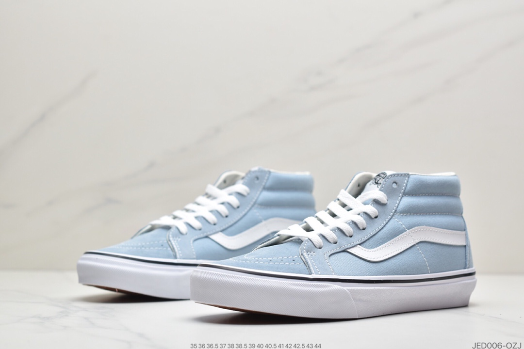 150 公司级万斯Vans经典款sk8mid中帮天蓝色帆布板鞋byеvans 蓝色