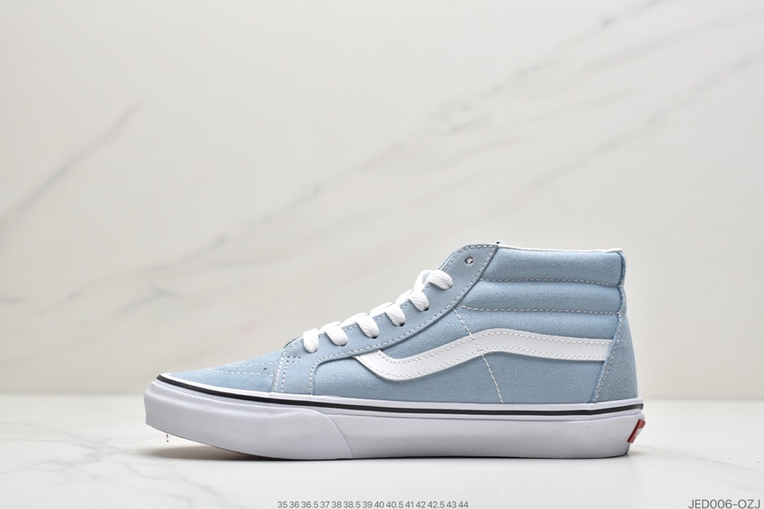 150 公司级万斯Vans经典款sk8mid中帮天蓝色帆布板鞋byеvans 蓝色