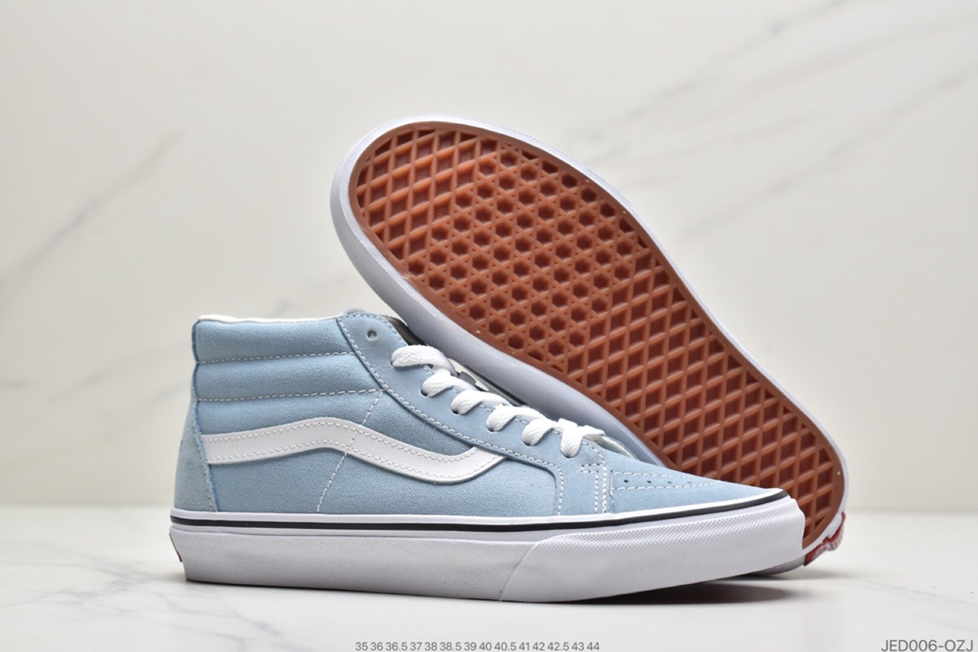 150 公司级万斯Vans经典款sk8mid中帮天蓝色帆布板鞋byеvans 蓝色