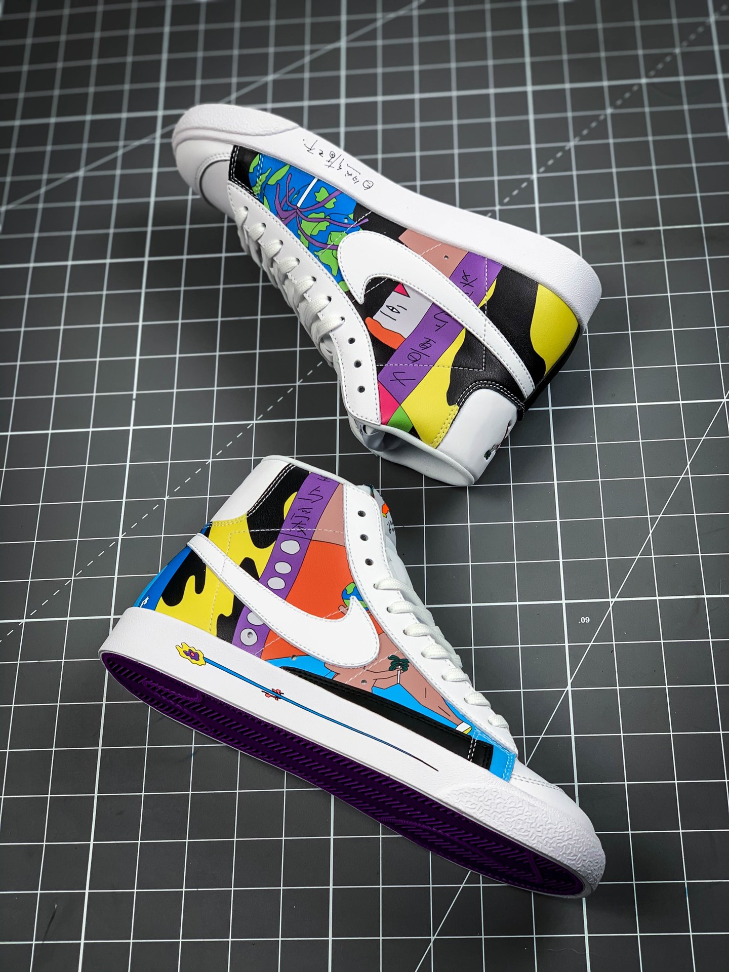 200 Ruohan Wang X Nike Blazer Mid 77 Flyleathe QS涂鸦 CZ3775-900