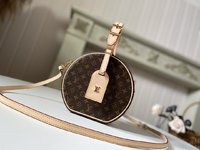 High Quality
 Louis Vuitton LV Boite Chapeau Handbags Cylinder & Round Bags Gold Canvas Lambskin Sheepskin M43514