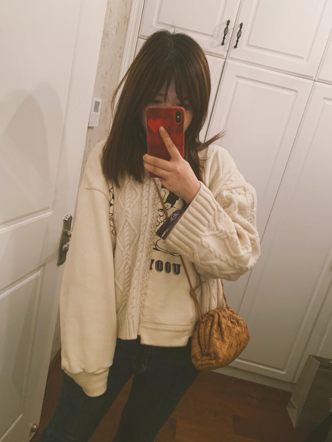 Bottega Veneta THE MINI POUCH 22CM 编织云朵包 585852焦糖色