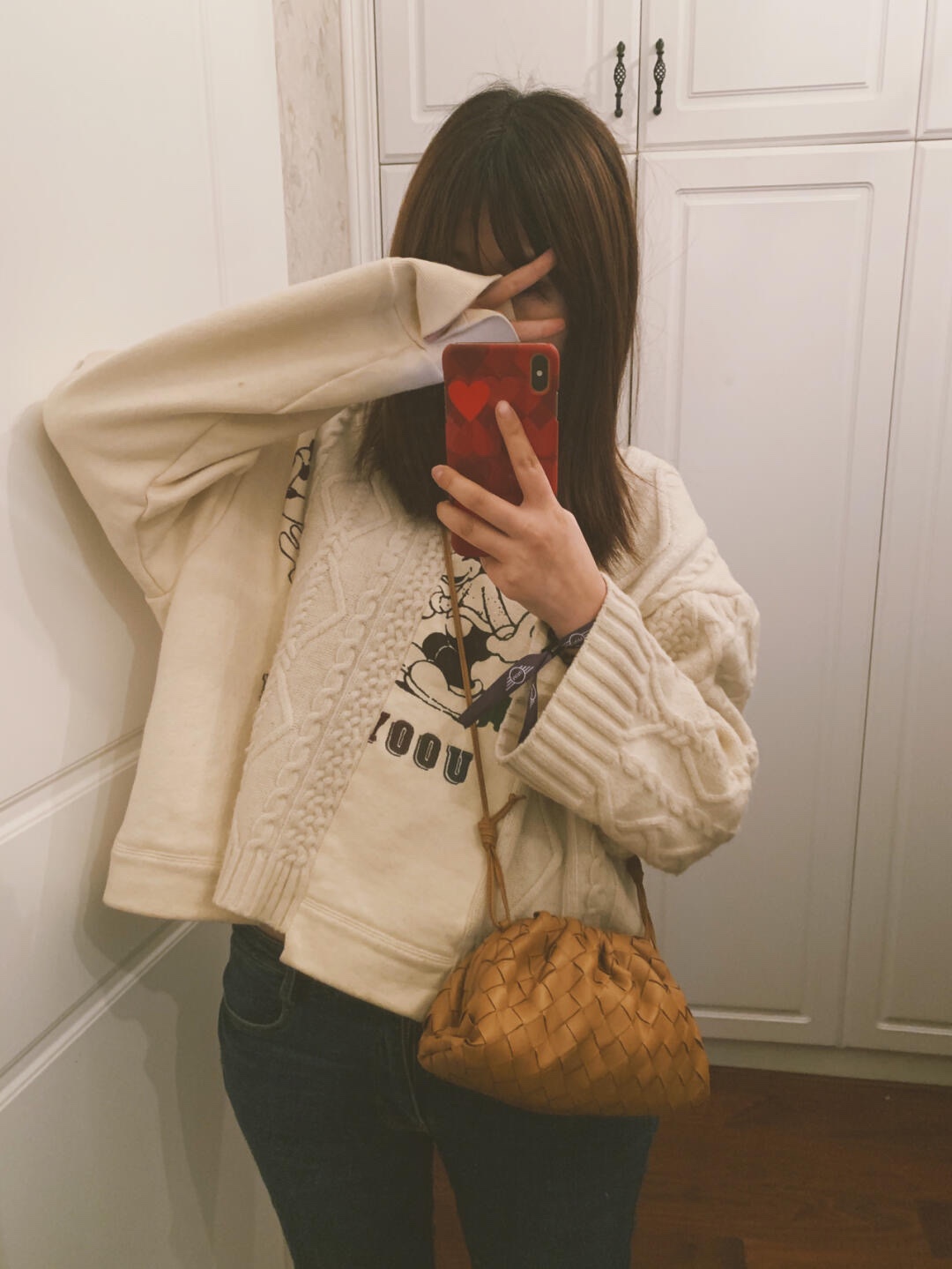Bottega Veneta THE MINI POUCH 22CM 编织云朵包 585852焦糖色