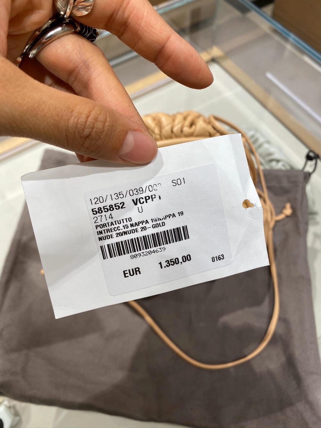 Bottega Veneta THE MINI POUCH 22CM 编织云朵包 585852奶茶色