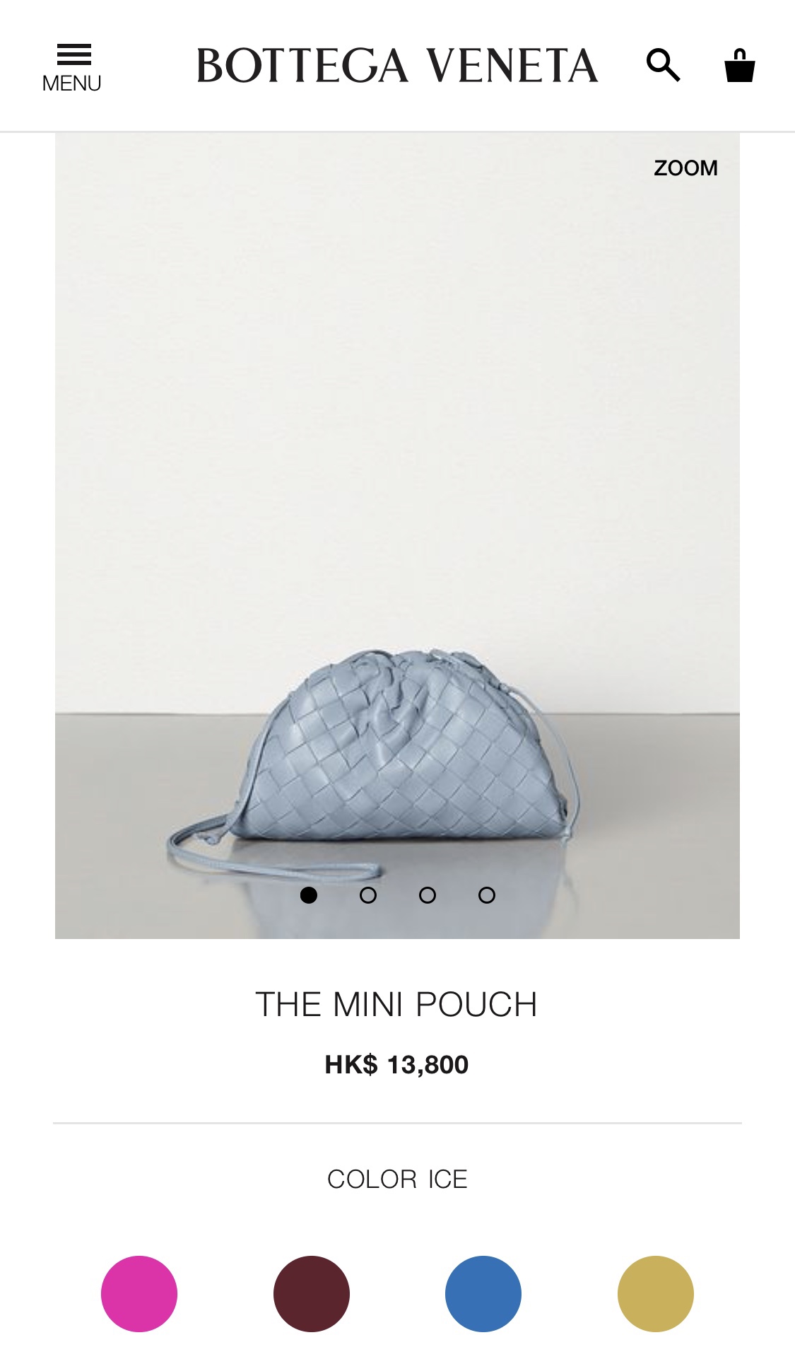 Bottega Veneta THE MINI POUCH 22CM 编织云朵包 585852冰蓝色