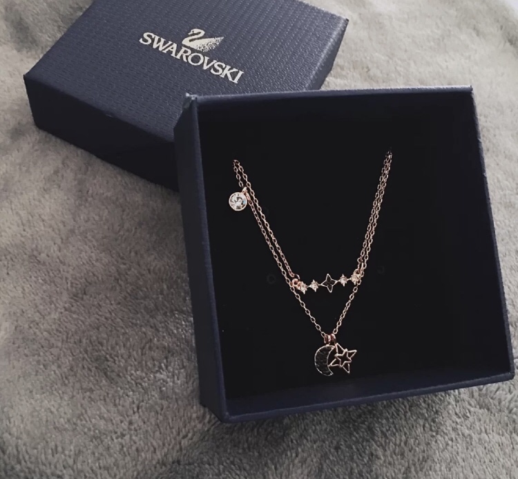 NO:766888,Swarovski double-layered star and moon necklace, three ways to wear it, one to one counter, Swarovski necklace, necklace19860909施华洛双层款星月项链 三种戴法,专柜一比一,施华洛项链,necklace,Jewelry
