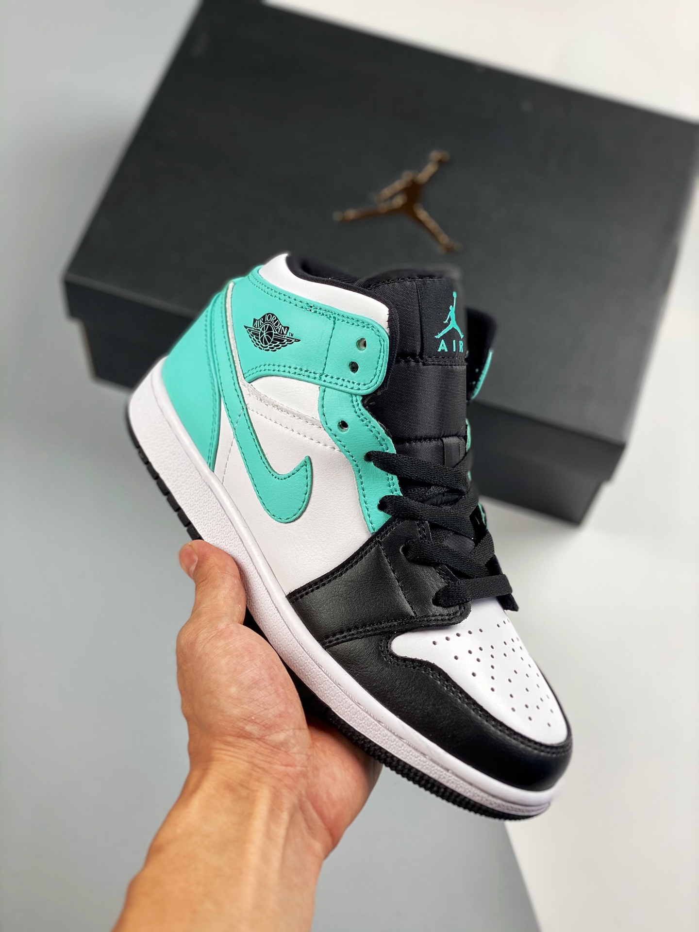 Air Jordan 1 Mid Verde menta Pedido de cliente de exportación de Tmall, la más alta artesanía del mercado, serie de cañ…