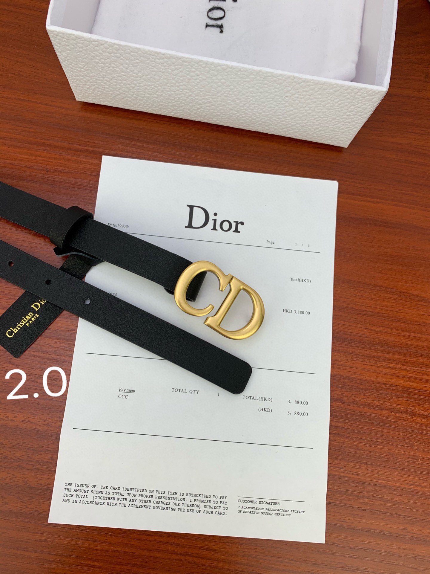 宽度2.0cm Dior（迪奧）爆款平面無線帶身/Saddle黑色牛皮革皮带