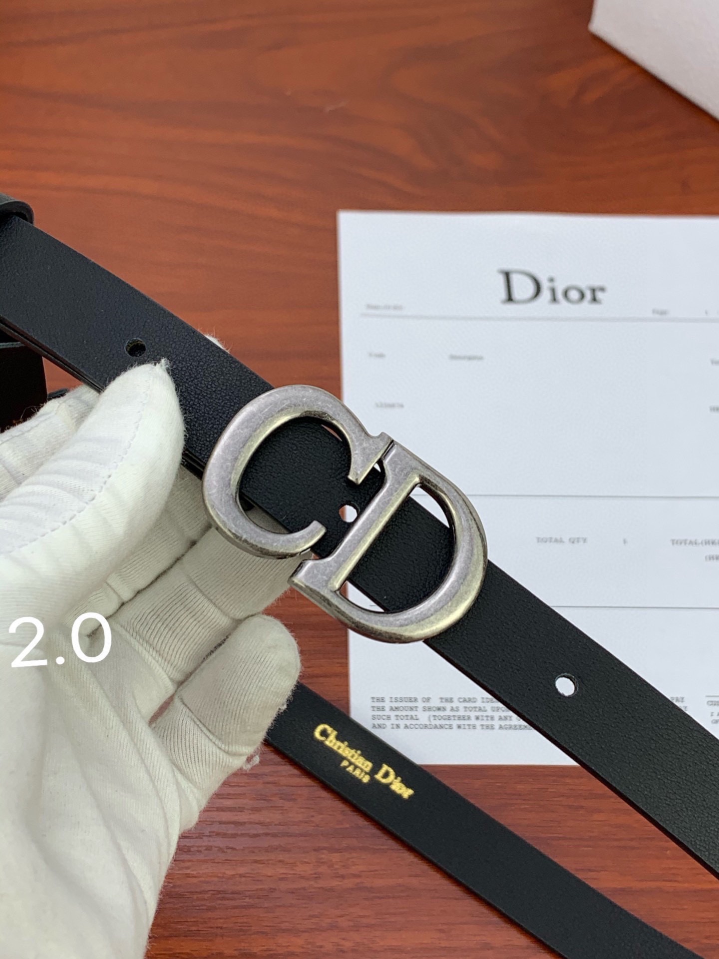 宽度2.0cm Dior（迪奧）爆款平面無線帶身/Saddle黑色牛皮革皮带