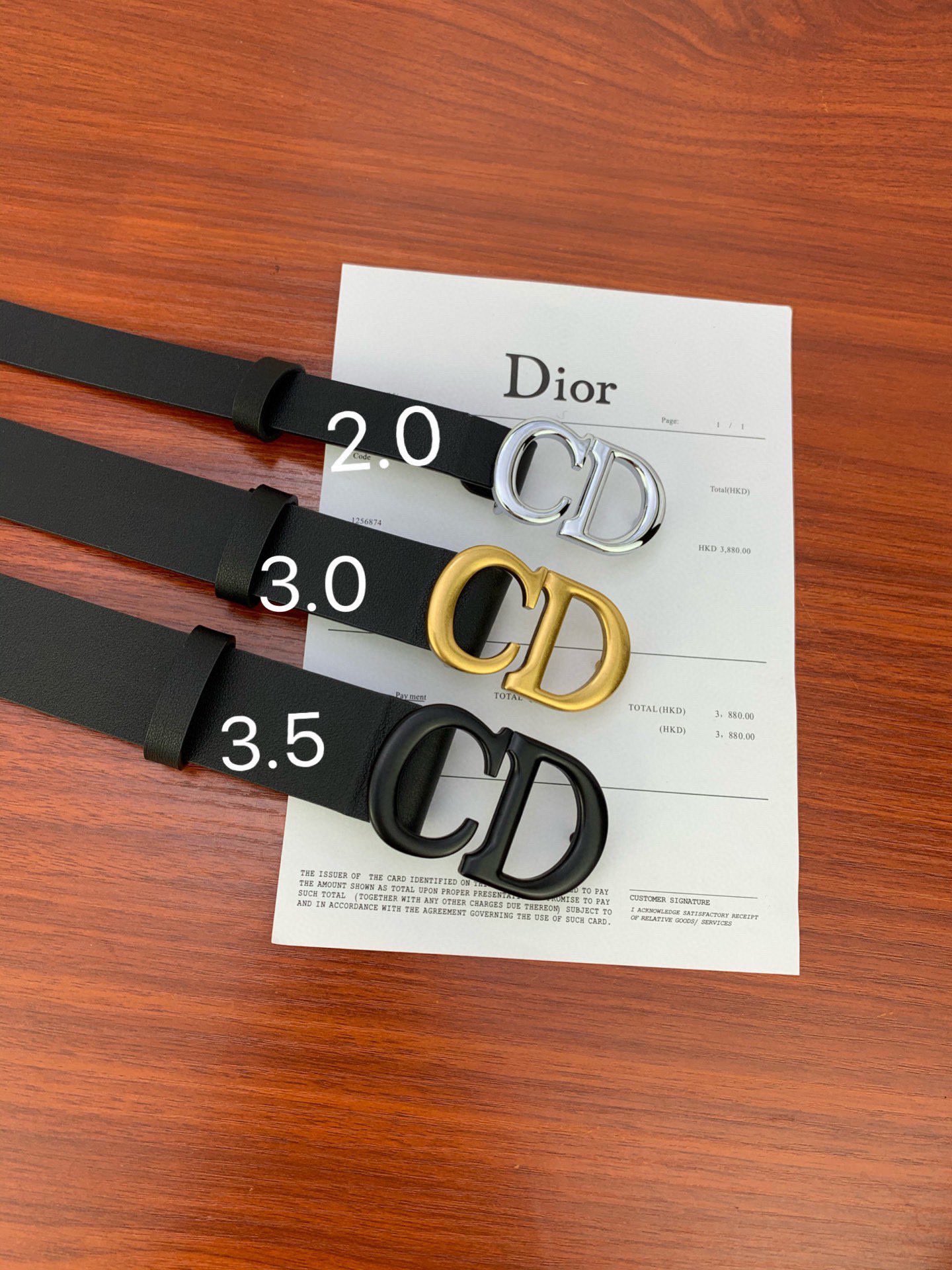 宽度2.0cm Dior（迪奧）爆款平面無線帶身/Saddle黑色牛皮革皮带