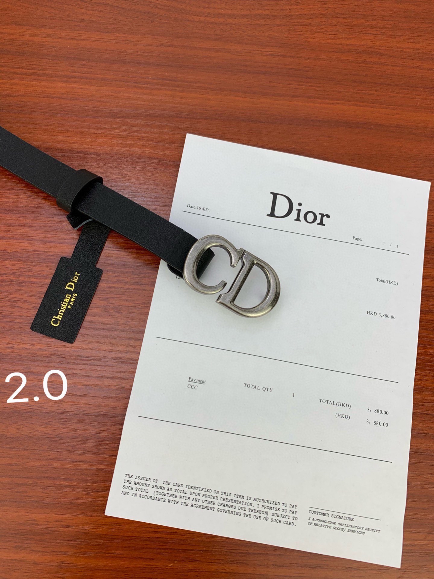 宽度2.0cm Dior（迪奧）爆款平面無線帶身/Saddle黑色牛皮革皮带