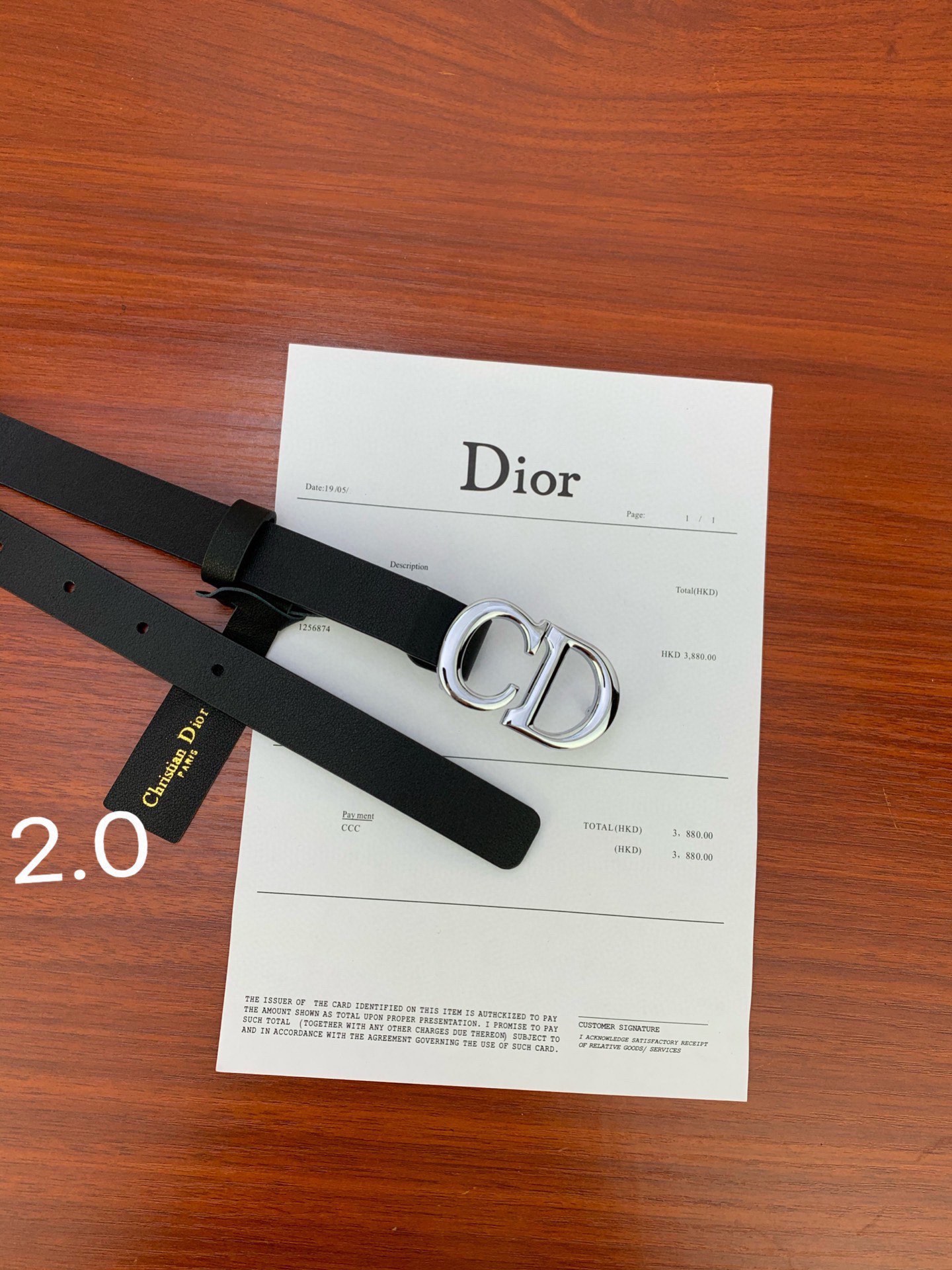 宽度2.0cm Dior（迪奧）爆款平面無線帶身/Saddle黑色牛皮革皮带