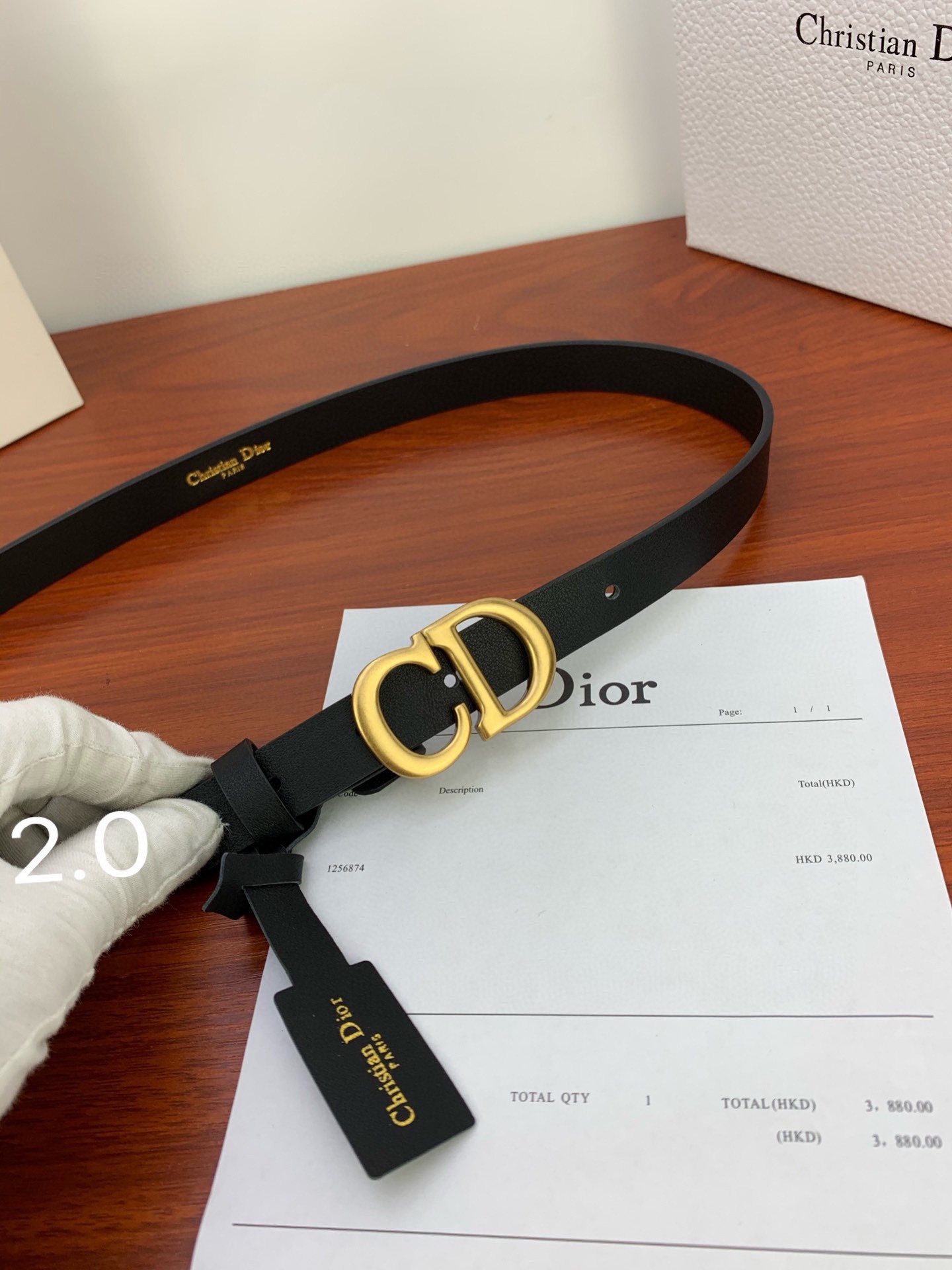 宽度2.0cm Dior（迪奧）爆款平面無線帶身/Saddle黑色牛皮革皮带