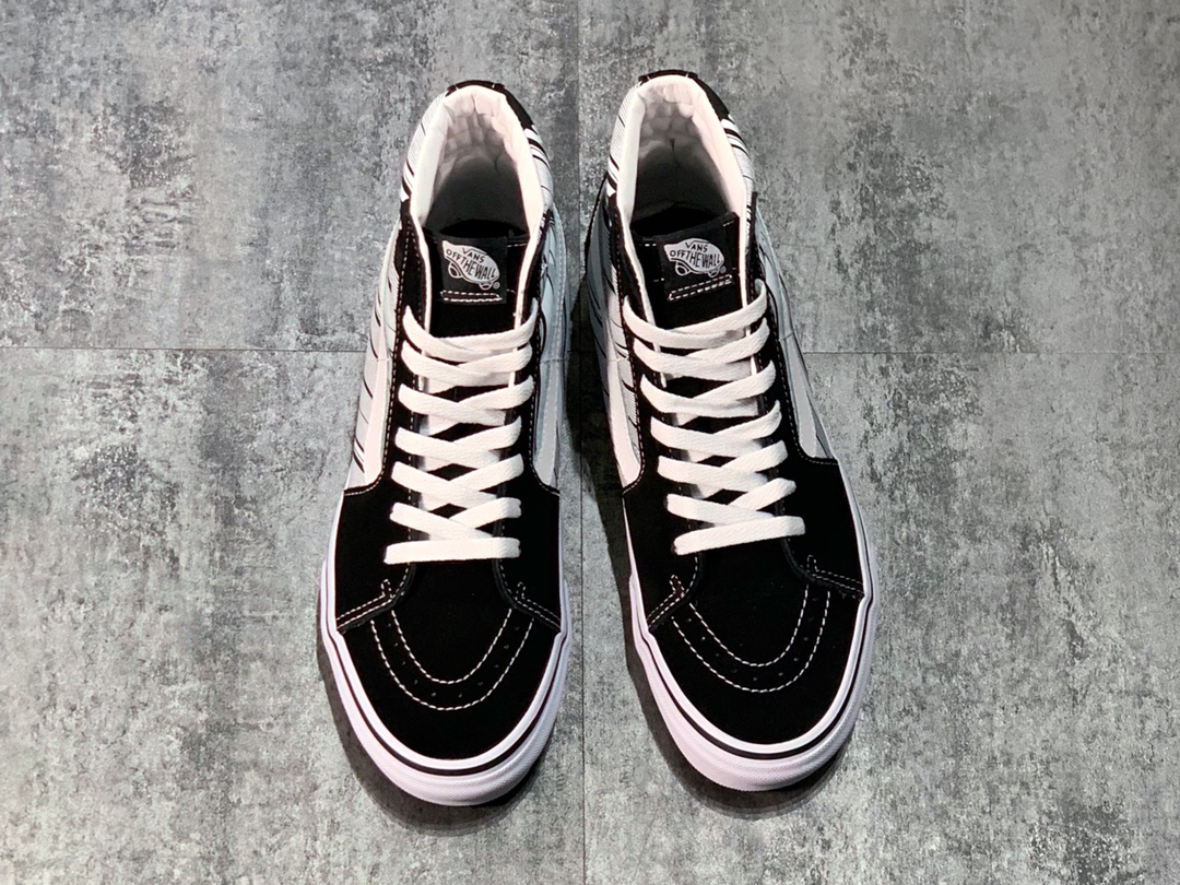 160 Vans Sk8-Hi 高帮涂鸦黑白印花  休闲高帮滑板鞋