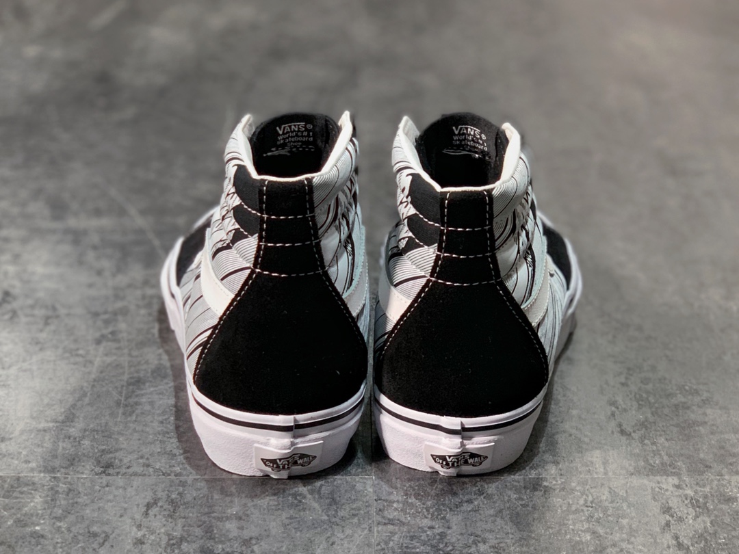 160 Vans Sk8-Hi 高帮涂鸦黑白印花  休闲高帮滑板鞋
