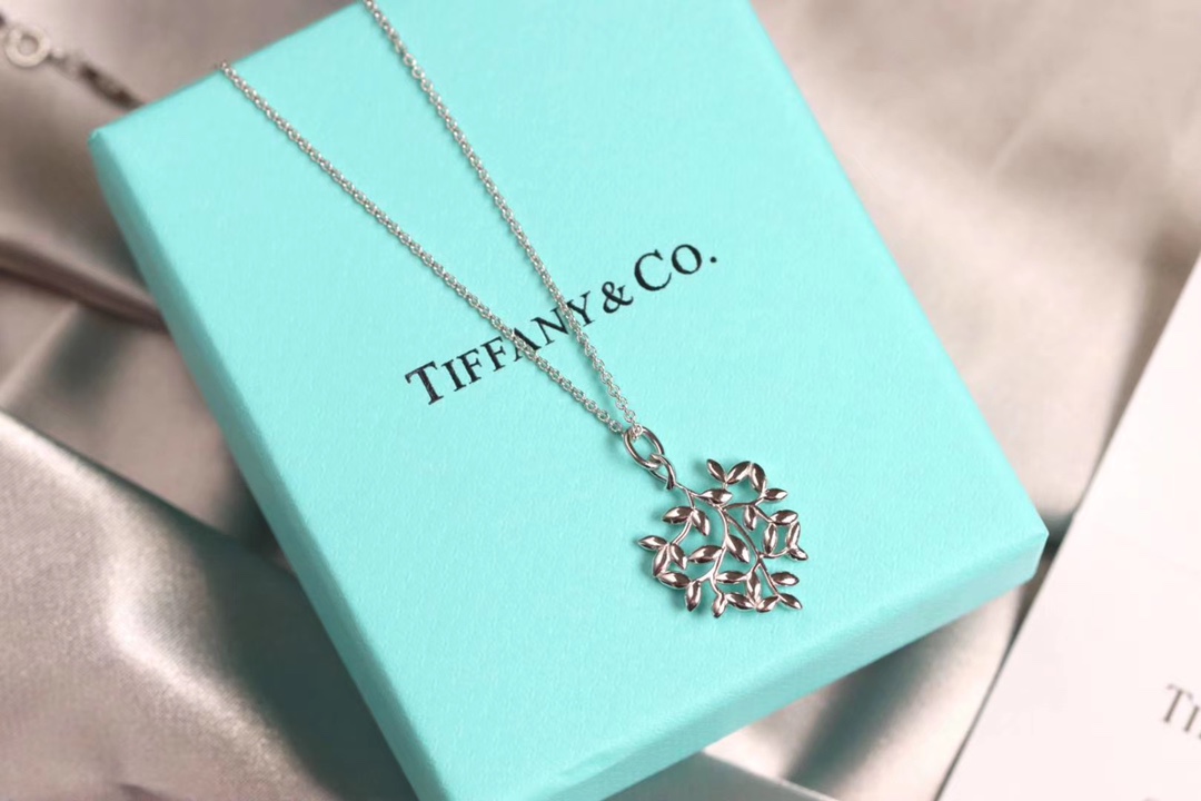 Tiffany & Co. Tiffany&Co.纯银 横版橄榄叶锁骨项链