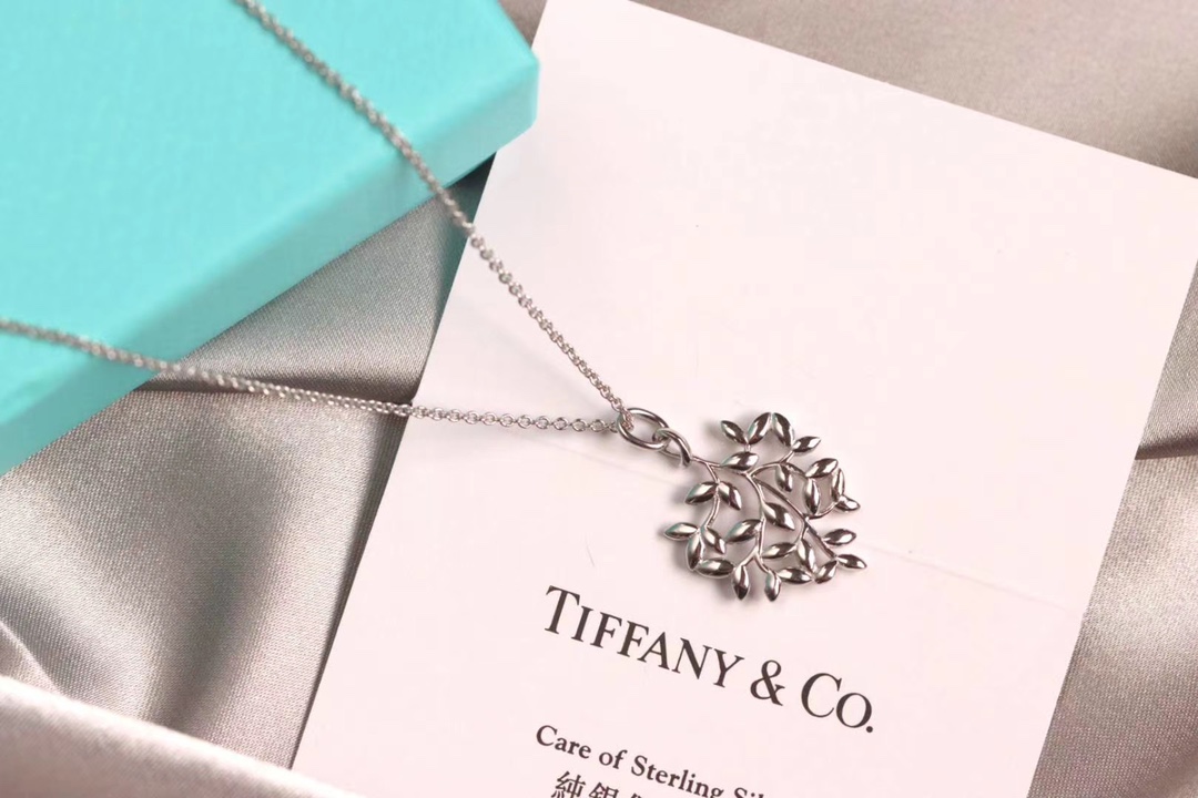 Tiffany & Co. Tiffany&Co.纯银 横版橄榄叶锁骨项链