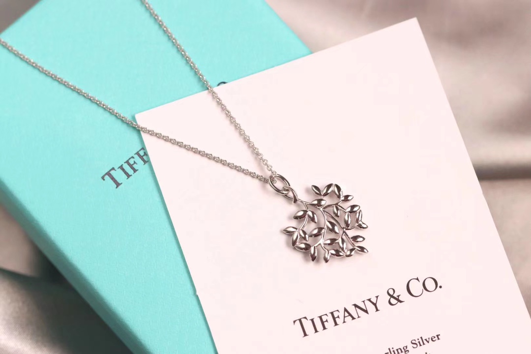 Tiffany & Co. Tiffany&Co.纯银 横版橄榄叶锁骨项链