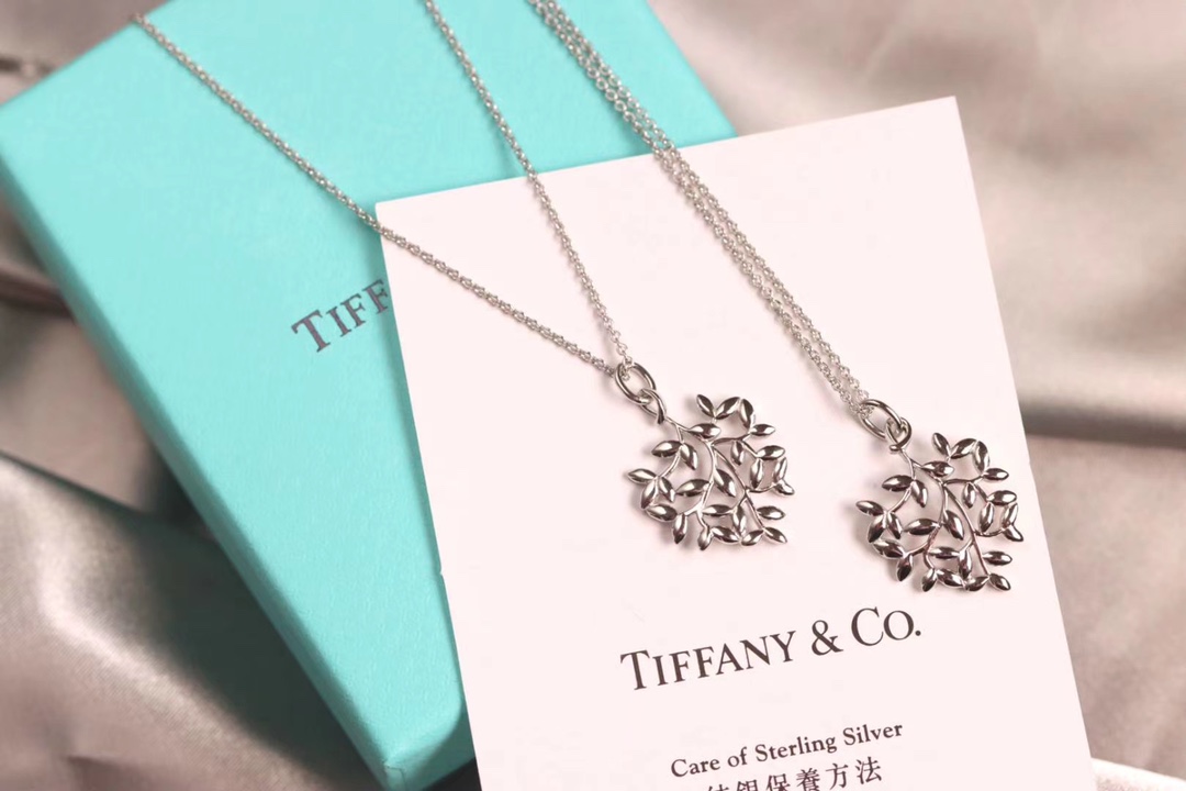 Tiffany & Co. Tiffany&Co.纯银 横版橄榄叶锁骨项链