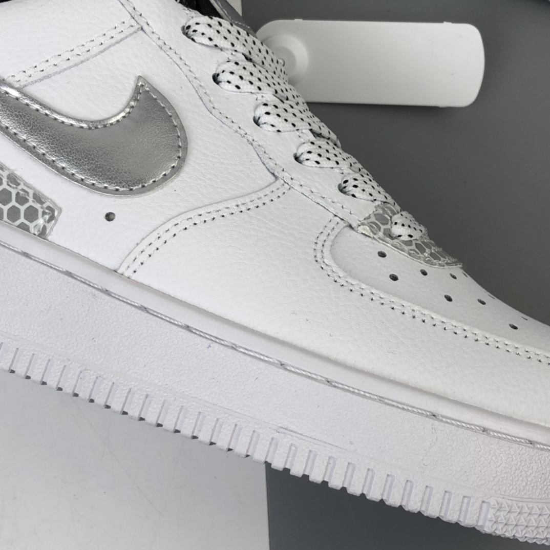 200 3M公司 x Nike Air Force 1’07”White/Black/Silver 3M ”空军一号经典低帮百搭休闲运动板鞋“皮革白黑银蜂巢格3M”CT2299-100