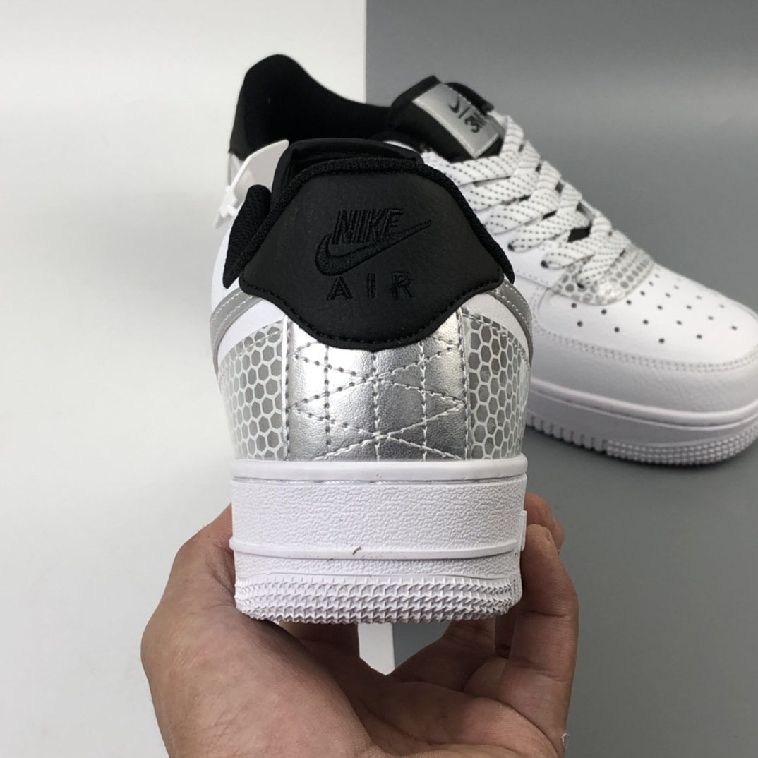 200 3M公司 x Nike Air Force 1’07”White/Black/Silver 3M ”空军一号经典低帮百搭休闲运动板鞋“皮革白黑银蜂巢格3M”CT2299-100